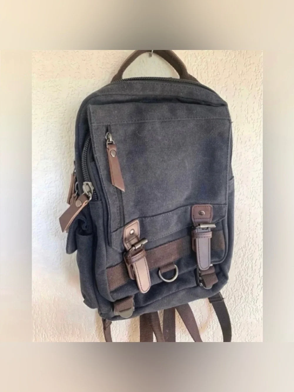 Palm & Peak Boutique Backpack Canvas Utility Style Bag Brown Trim